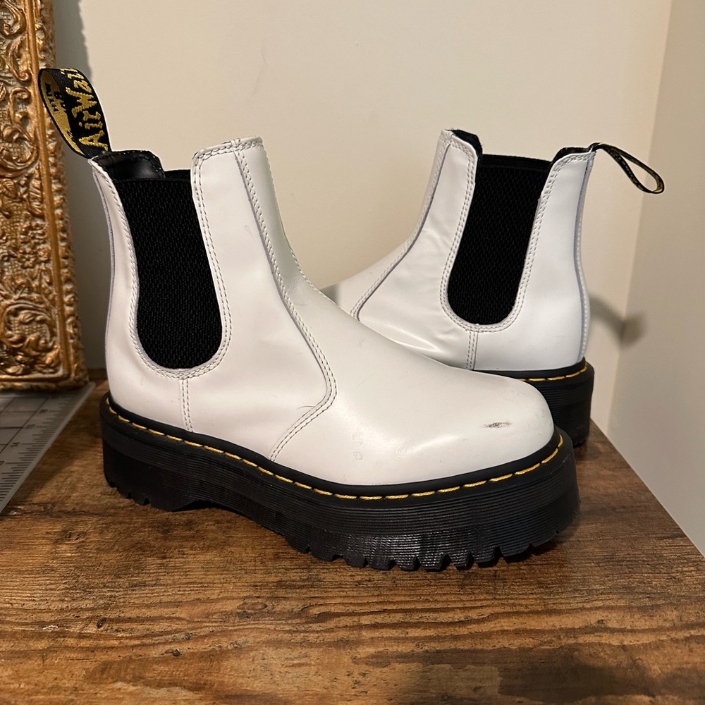 White Doc Marten Platform Chelsea Boot